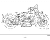 Indian Four, 1932 - LIMITED EDITION PRINT of the classic model of Indian motorbikes, 8x11,home decor