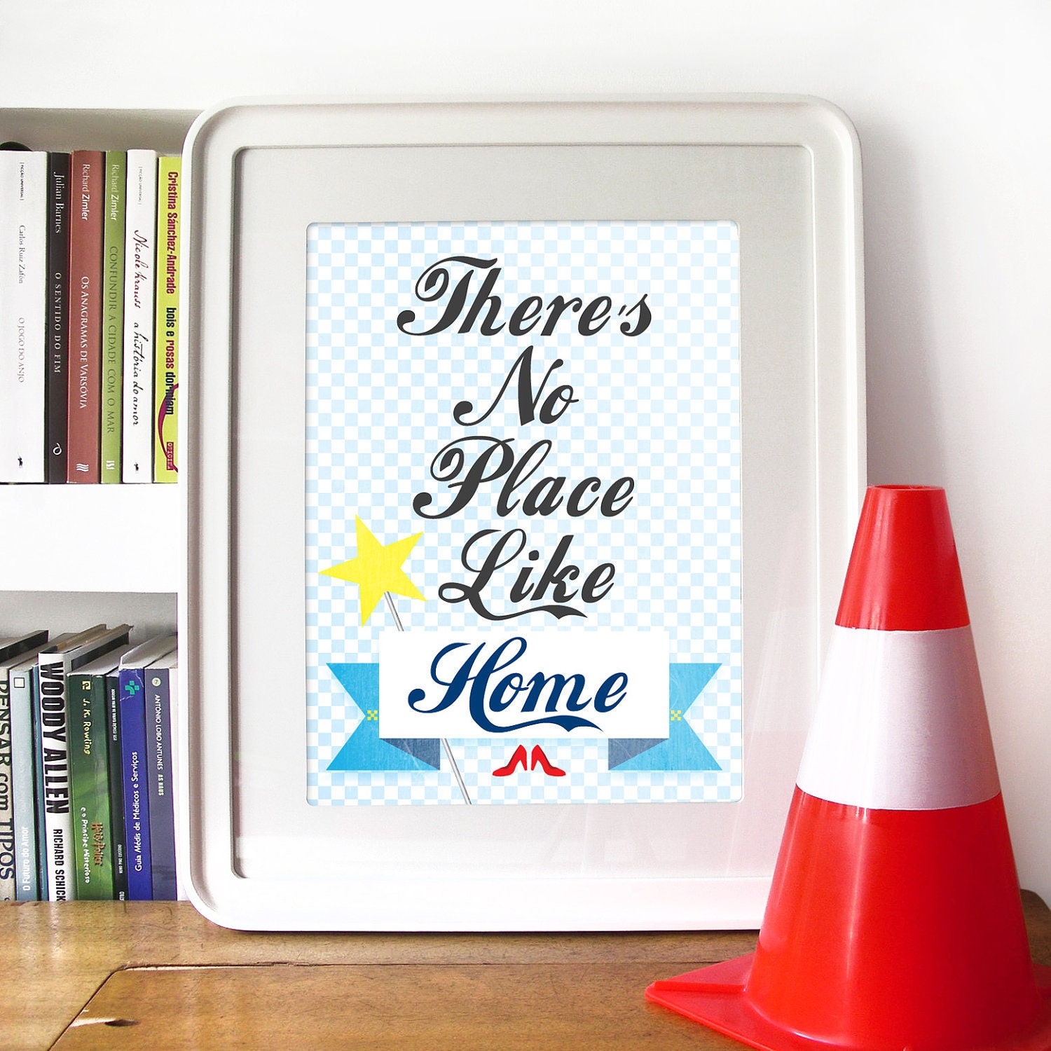 Quote Word Print Typography Illustration Art Poster in Blue - There's no Place LIKE HOME - A3 poster - Nursery Baby room - Wizard of Oz