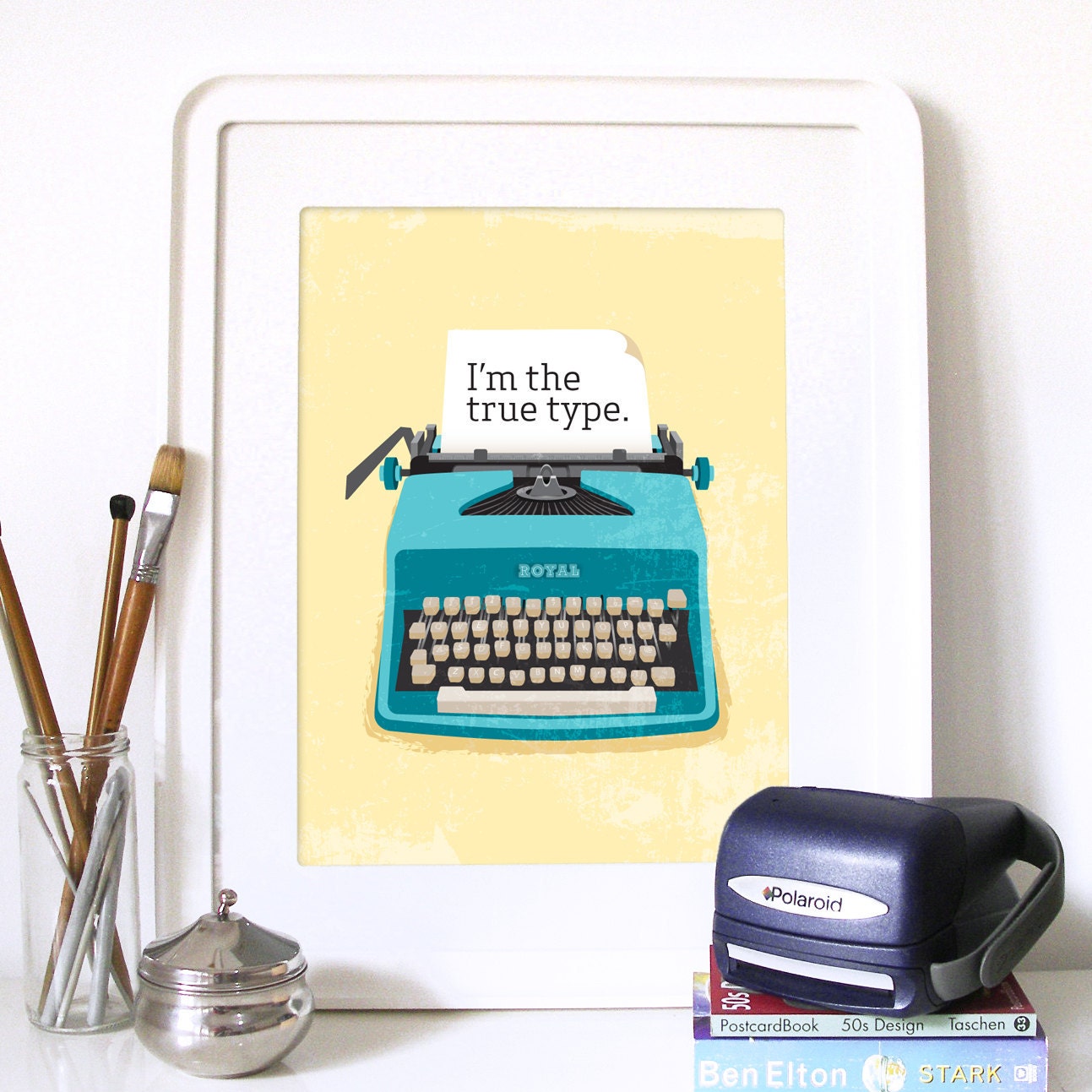 Typewriter Modern Office retro Art Poster vintage design inspired RETRO typewriter illustration Print  - A3 poster size - vintage retro
