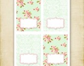Shabby Chic - Birthday or Baby Shower - Folded Food Label Tent Cards - Printable - DIY