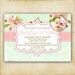 Shabby Chic Pink Rose and Green Damask  - Photo Invitation - Printable DIY - 4x6 or 5x7