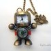 Antique brass  robot compass pocket watch necklace,with owl pendant NWR01
