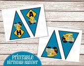 Construction Truck Themed Printable DIY Birthday Pendant Banner "HAPPY BIRTHDAY" Il_170x135