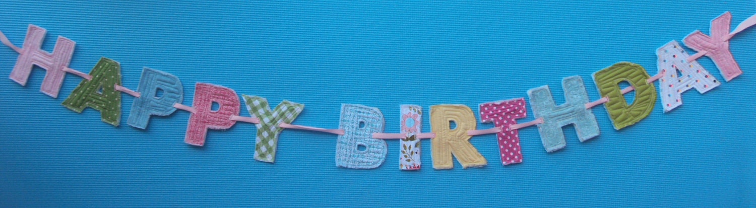 Happy Birthday fabric banner/photo prop/birthday banner/children birthday/children party/girl party/bunting/pennant banner/party decoration