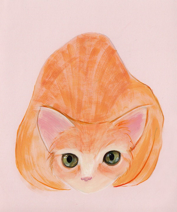 Custom Illustration, 5"x7" Peach the Cat