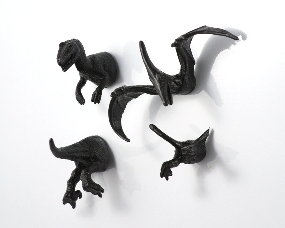 Extinct Dinosaur Magnet Set - 4 piece set -  Jet Black Dinosaurs - young boy gift