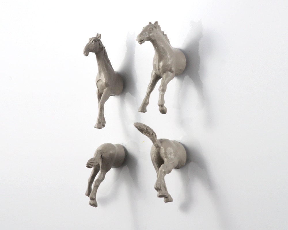 Wild Stallion Horse Magnet Set - 4 piece set - grey gray horses for a horse lover - OriginalAnimalMagnet