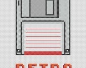 Retro Floppy Disk Cross Stitch Pattern ( Printable PDF ) - Immediate Download from Etsy - Computer Disk Data