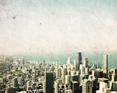 Chicago Lake Michigan Skyline - Fine Art Photography - 8 x 10 print - Heavily Textured - Vintage Inspired Chicago Skyscrapers - "Chicago"