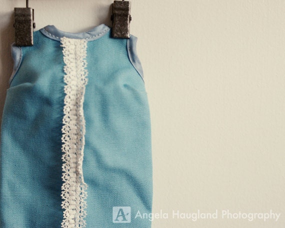 Blue Doll Dress Nursery Decor - Fine Art Photography - 5 x 7 print - Retro Dress with Lace - Girls Room - "Blue Dress"