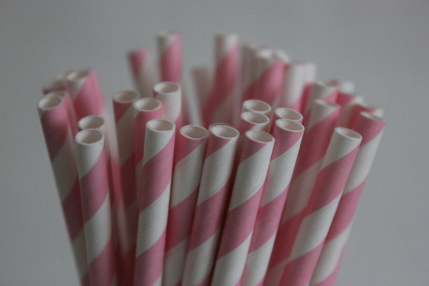 25 Cotton Candy Pink Striped Paper Straws and Printable Flag Toppers