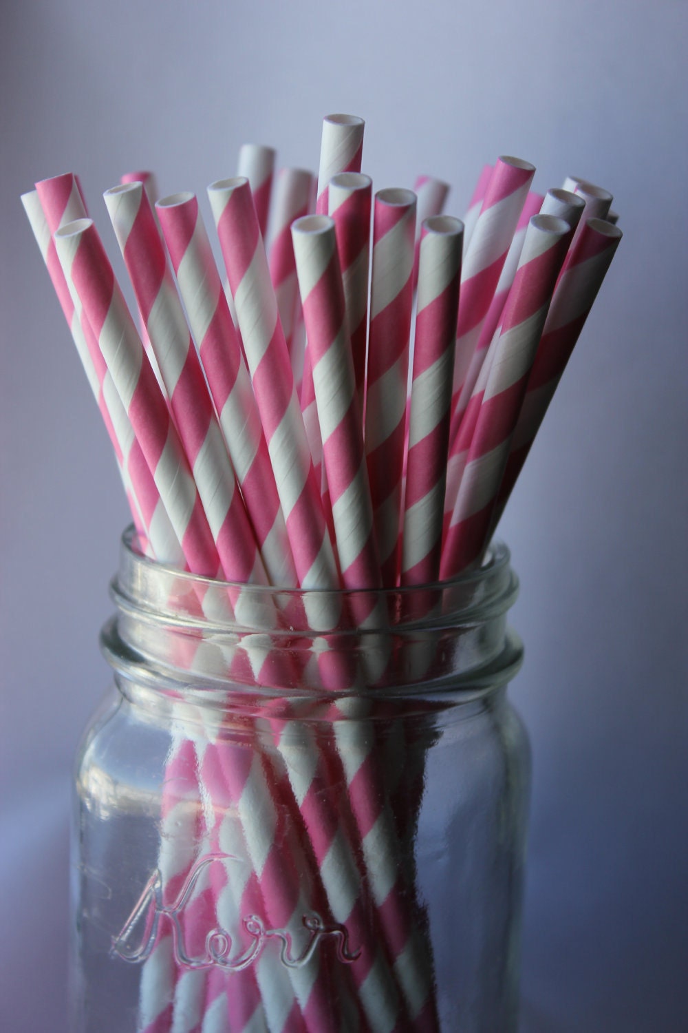 25 Bubble Gum  Pink Striped Paper Straws and Printable Flag Toppers