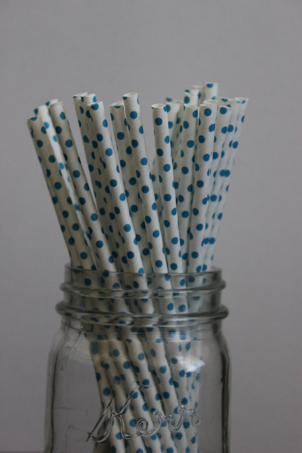 25 Blue Dot Paper Straws and Printable Flag Toppers