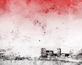 Contemporary Art, Hypnotic City, Ombre Art, Industrial Red, City and Colour, Photography, Wall Art, 8x12
