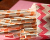 50 Orange Polka Dots with DIY flags - GlitterDaisyShop