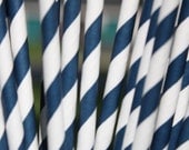 50 NAVY Paper Straws  with DIY Flags