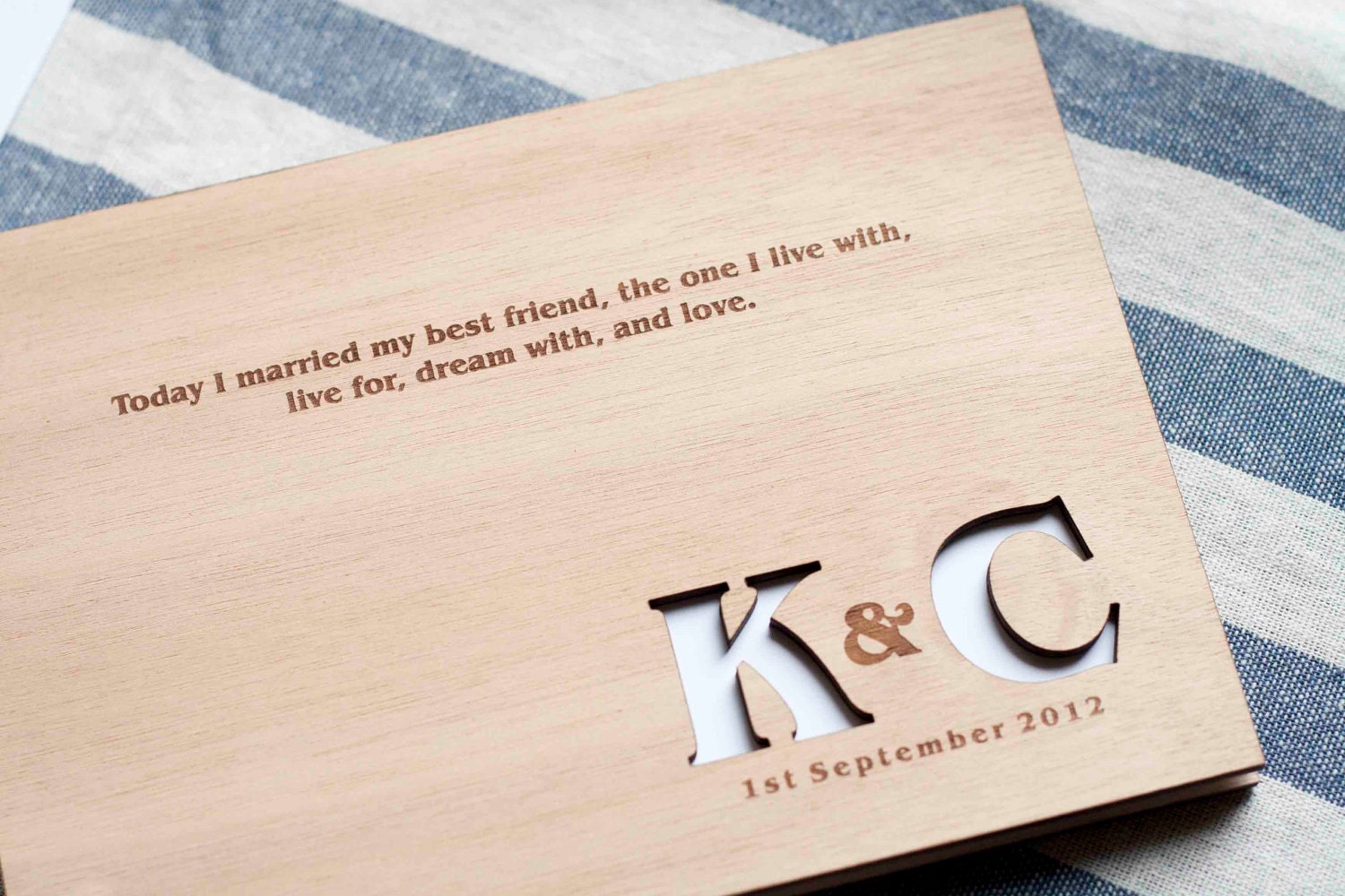 Custom wedding guest book wood rustic wedding guest book album bridal shower engagement anniversary - Framed Initials