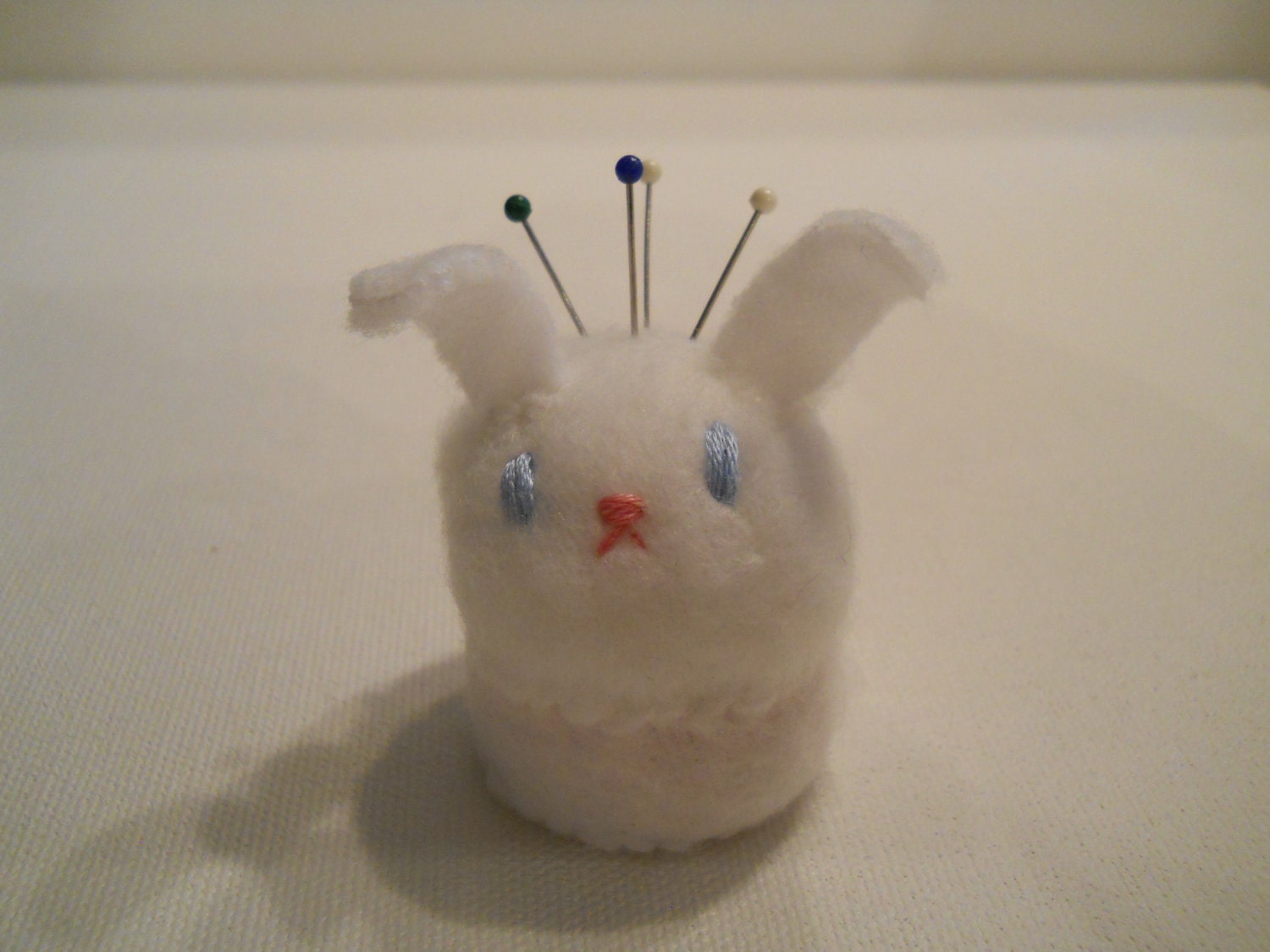 Whimsical Mini Pin Cushion White Bunny