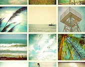 At The Beach - Set of 12 5x5 size photography prints beachy beach lovers bird scenes ocean sea water vacation home decor wall art tropical