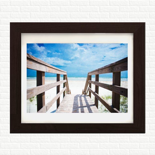 Alta Vista - 8x12 Beach summer dock photography print landscape photo white sand ocean sea water blue sky home nursery decor wall art
