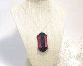 Wooden jewelry- Wooden necklace, modern wood pendant, purple heart and ebony, sterling silver necklace, handcrafted jewelry