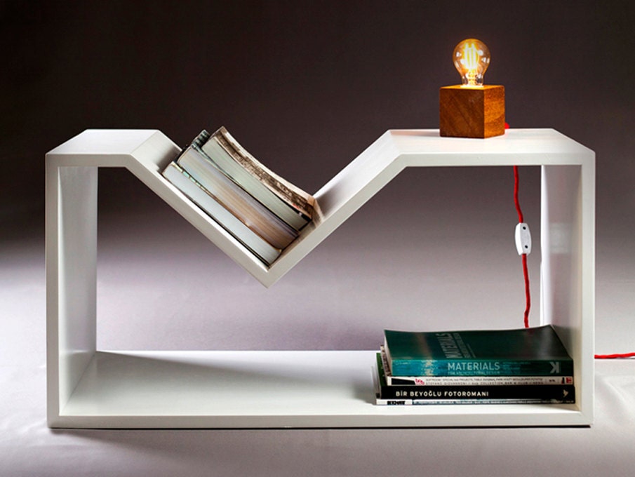 laquered plywood side table, newspaper rack "rahleto"