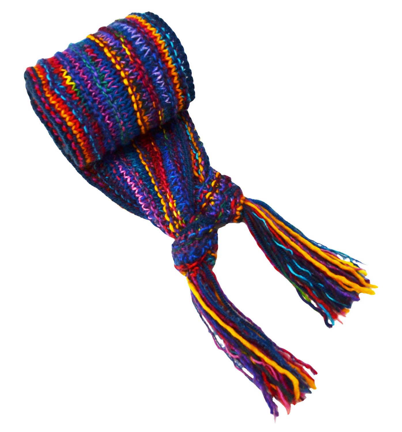 Bold Blue Yellow & Red Striped Scarf