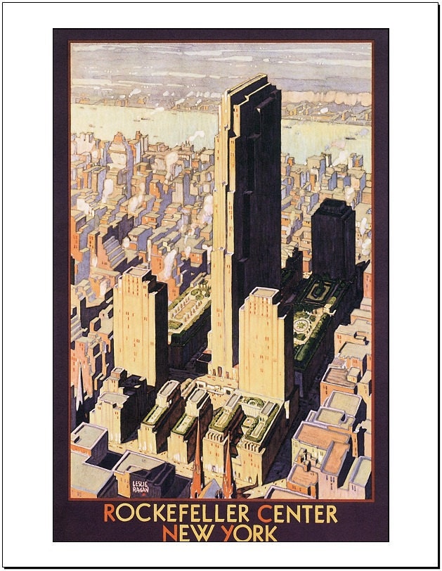 Rockefeller Center, New York City, 1936 - 8.5x11 Poster Print - also available in 13x19 - see listing details