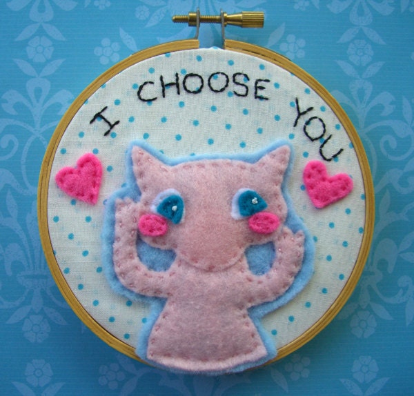 I Choose You Mew Embroidery Hoop 4 inches