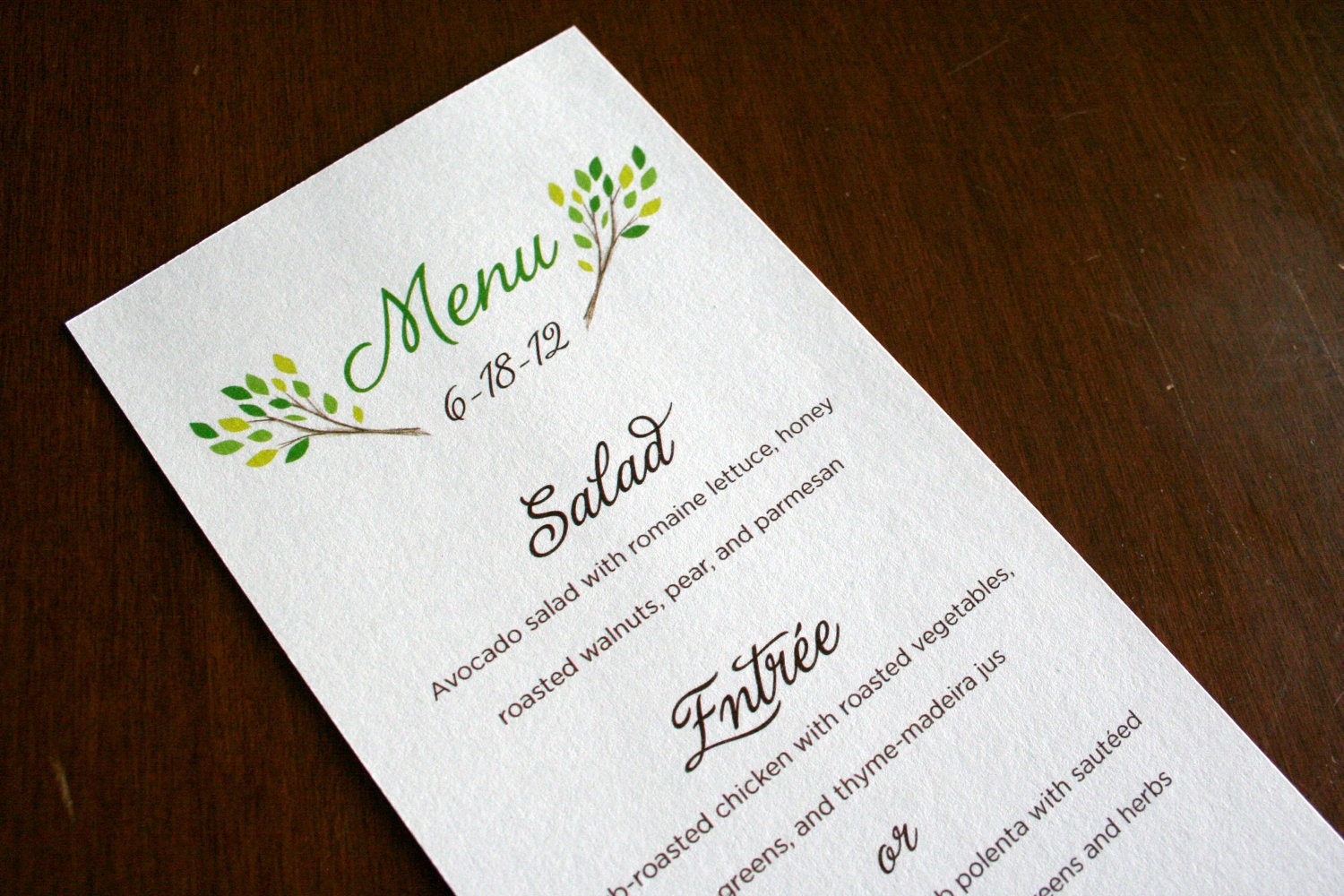 DIY Printable Tree Branches Wedding Menu