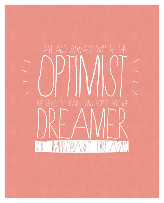 Optimist and Dreamer (Doctor Who quote - 11th Doctor) 8x10 Digital Print, Inspirational Motivational Typography
