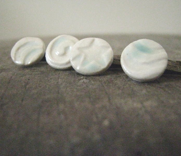 four unique ceramic hair clips, soft turquoise