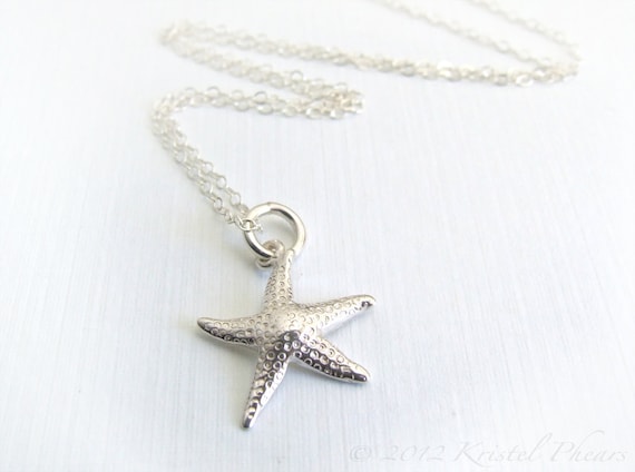 Starfish Necklace Sterling Silver - pendant necklace simple beach lovers necklace, friend, daughter, girlfriend, bridesmaid gift