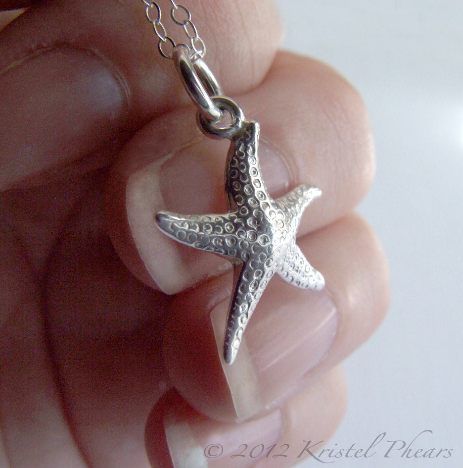Starfish Necklace Sterling Silver - pendant necklace simple beach lovers necklace, friend, daughter, girlfriend, bridesmaid gift