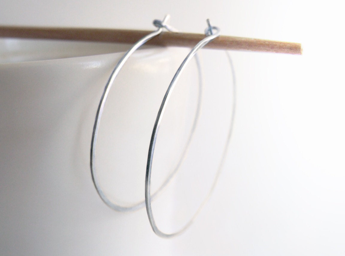 Sterling Hoops - xlarge hoop earrings 2" silver simple classic minimalist basic 48mm 50mm