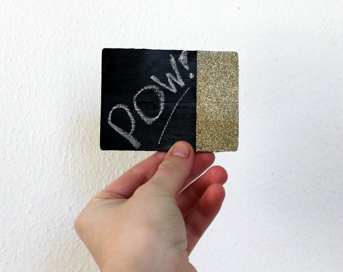 Personalized Geeky Statement Jewelry Chalkboard Pin Gold Glitter Geometric shapes