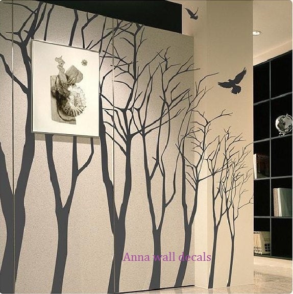 7 trees:wall decals, children wall decals,vinyl wall decal, wall stickers,nursery wall stickers,tree wall decals,tree wall art,