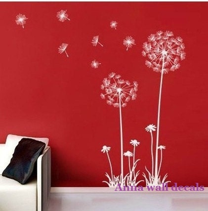 Dandelion:Dandelion wall decal,wall decals, children wall decals,vinyl wall decal, wall stickers,flowers wall decals,