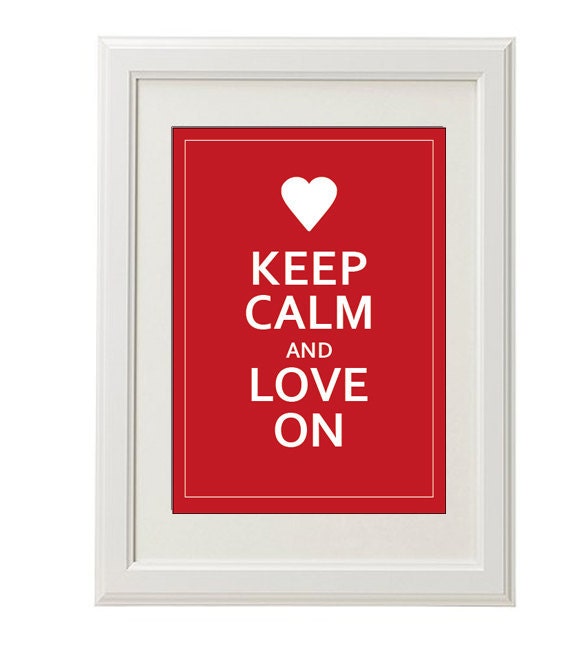 Keep calm and love on, red poster,  8''x10'', free shipping