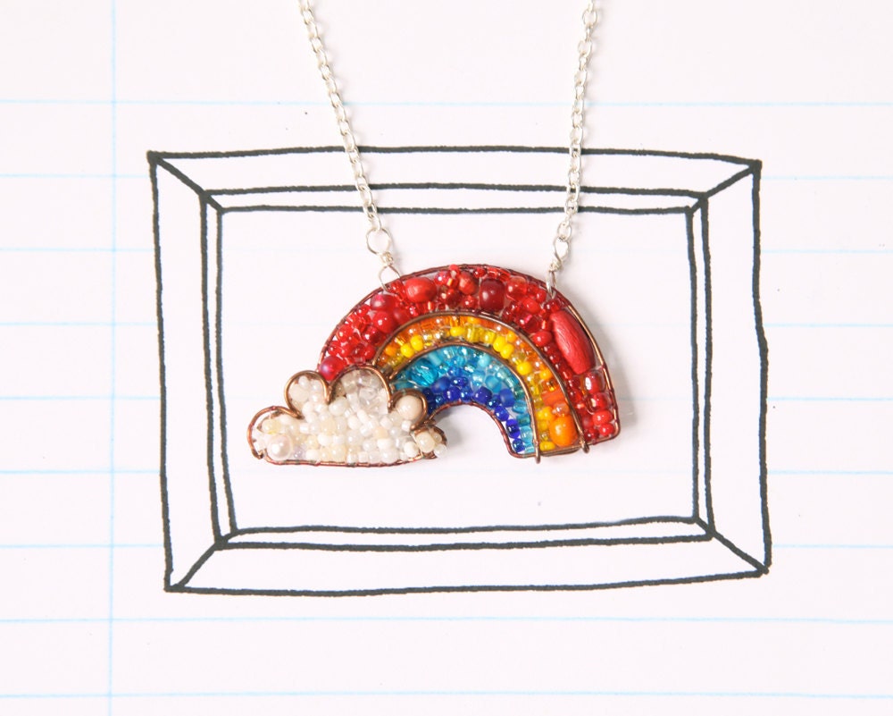 Rainbow Beaded Necklace- MADE TO ORDER