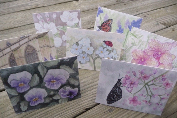 Best seller collection of eco friendly watercolor reprint nature inspired notecards