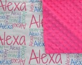 Personalized Minky Name Blanket-  baby gift, baby shower, birthday, new baby, stroller blanket, tummy time, travel, minky