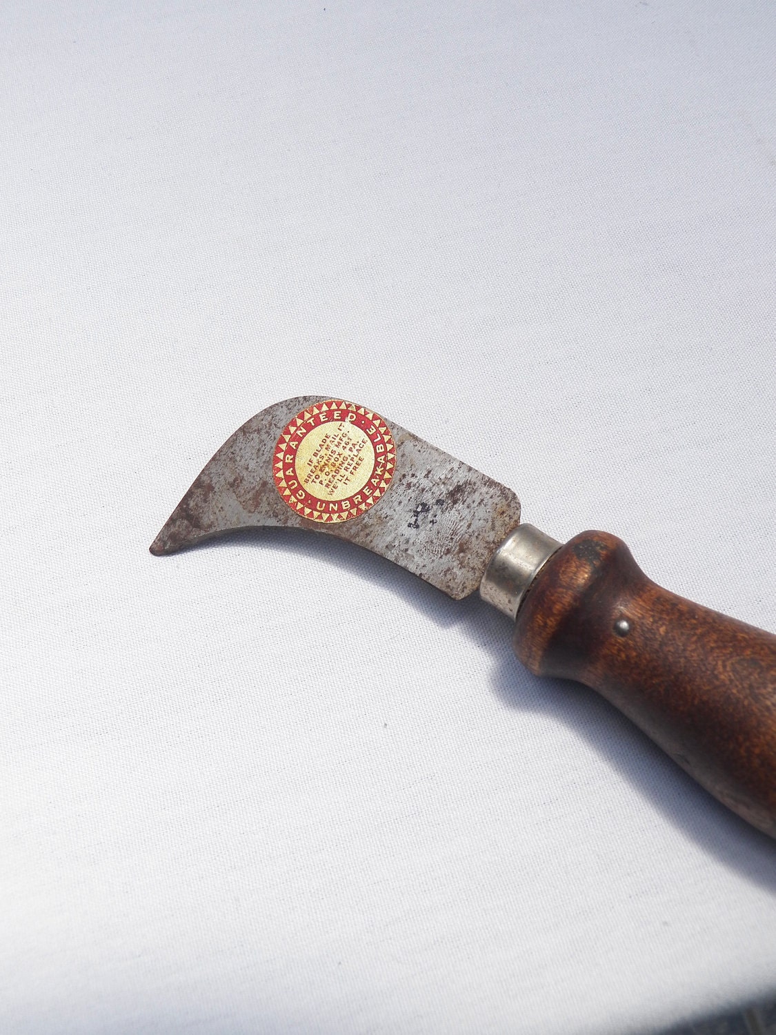 Antique Knife- Ennis Manufacturing Reading PA - USA Hawkbill Wood Handle- Linoleum  Cutting Utility Knife- USA Americana