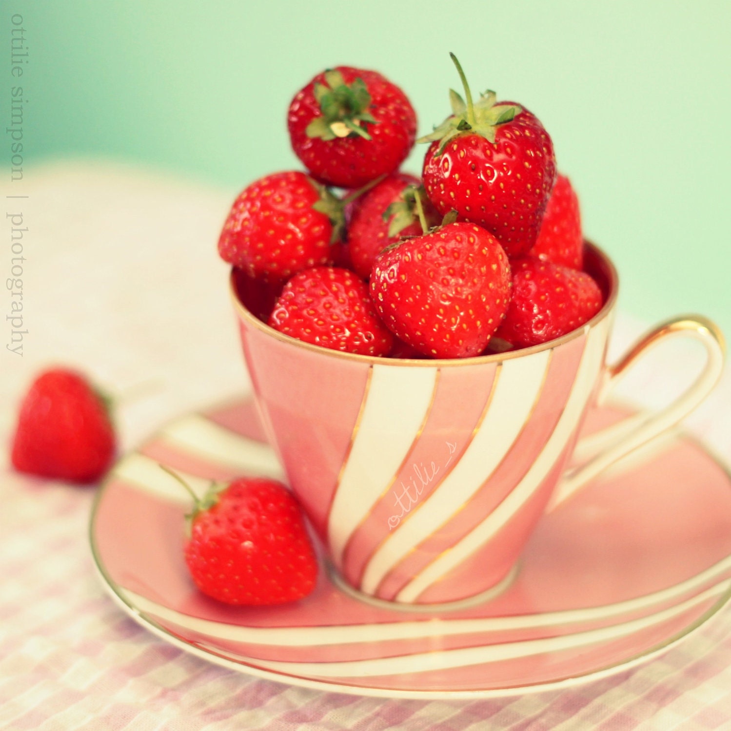 Teacup of Strawberries - Fine Art 12'' x 12'' Photographic Print