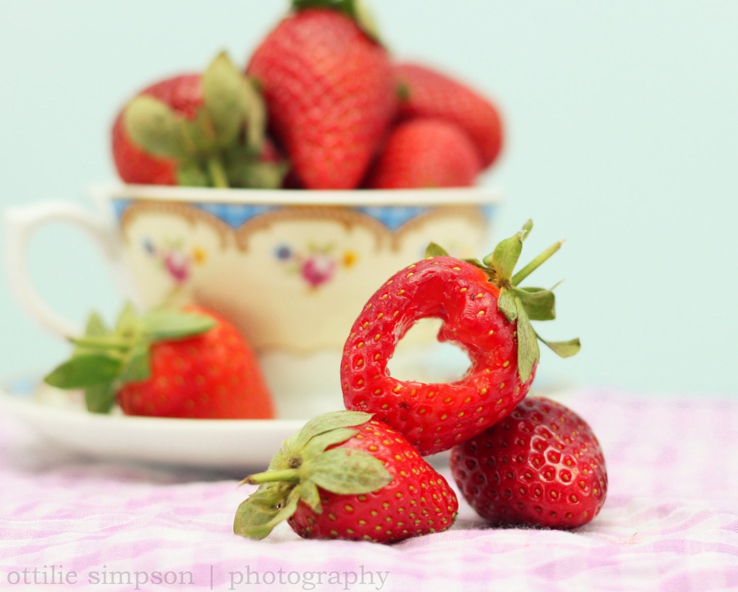 Cup Full of Strawberries, Strawberry Heart - Fine Art 10'' x 8'' Photographic Print