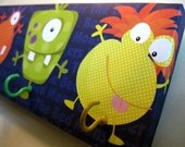 Jewelry Holder and Key Rack - "Monsters" Creatures Halloween Purple, Orange, Green, Yellow Silly Monsters Polka Dots, Stripes, Bed Monsters