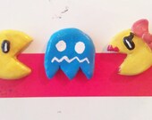 Pacman magnet set Ms. Pacman, Pacman and blue Ghost