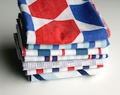 Vintage Sheet Fat Quarter Bundle - Red, White and Blue - Patriotic - Nautical