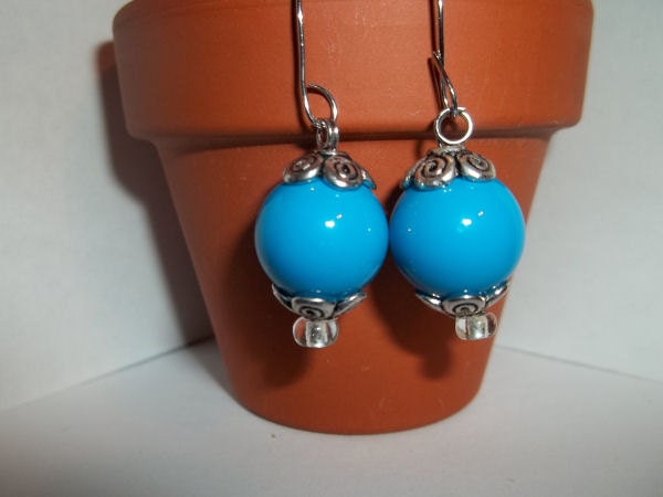 Aqua Drop Earrings, Bright Blue Earrings, Ocean Blue Drop Earrings, Easter gift ideas, pastel jewelry