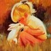 Child and Rabbit Fine Art Oil Painting on Canvas Wall Decor by Anastassia
